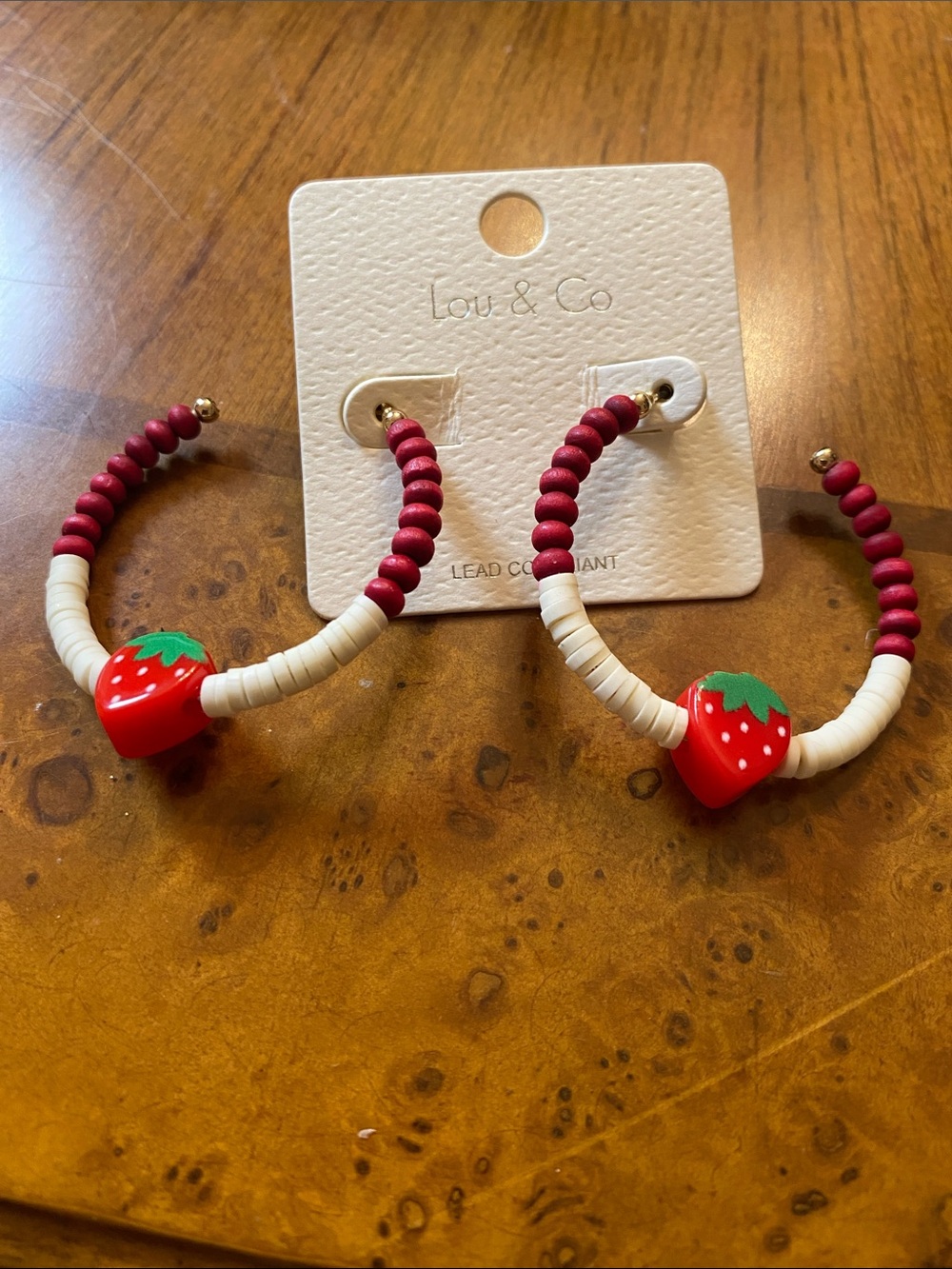 Lou & Co Red Strawberry Hoop Earrings
